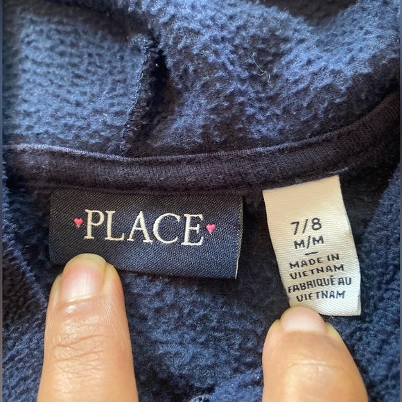 EUC Children’s Place Navy Blue Hooded Long Sleeve Jacket. Size Medium 7/8. - Picture 2 of 4